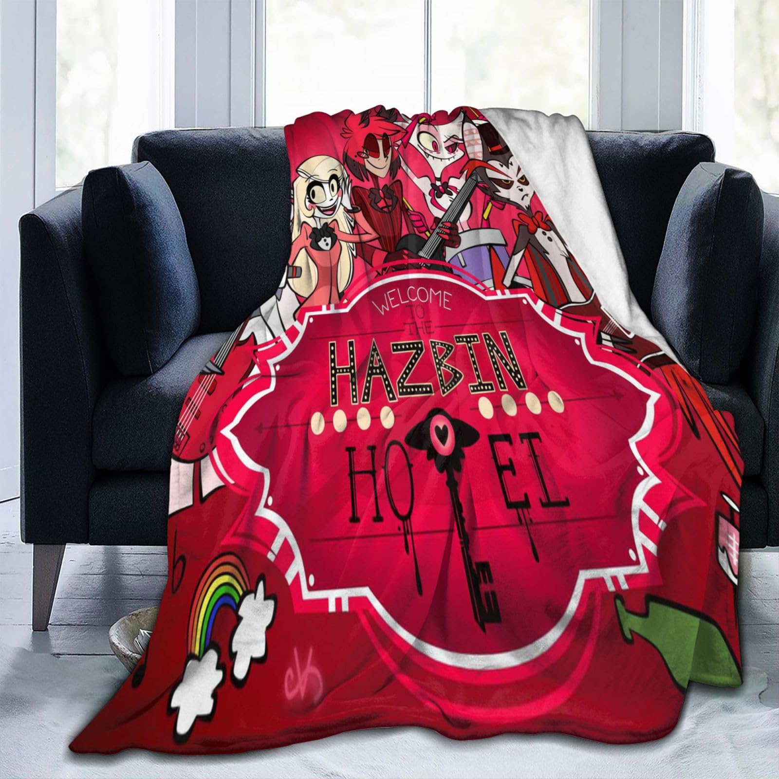 Hazbin Hotel フリースブランケット 赤 ハズビンホテル アラスター Amazon｜ハズビンホテルペンケース 四季折々に使えるソファ